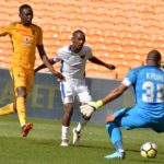 Thabo Rakhale score a goal past Itumeleng Khune