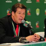 Free State Stars coach Luc Eymael addressing the media