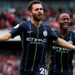 Bernardo Silva and Raheem Sterling of Manchester City.