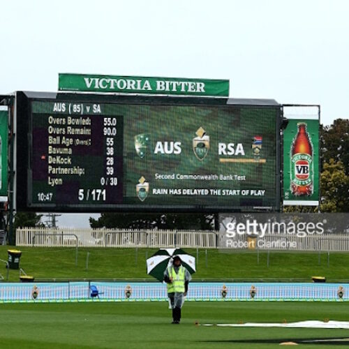 Rain holds up play all day in Hobart