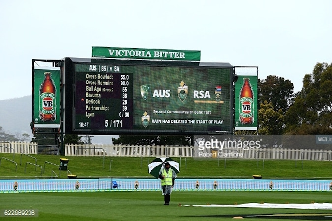 You are currently viewing Rain holds up play all day in Hobart