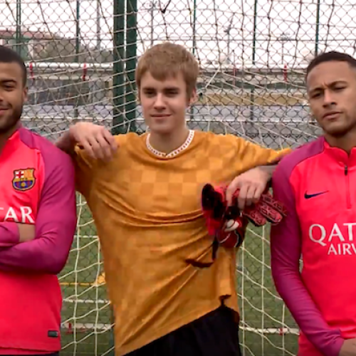 Justin Bieber visits Barca training ground