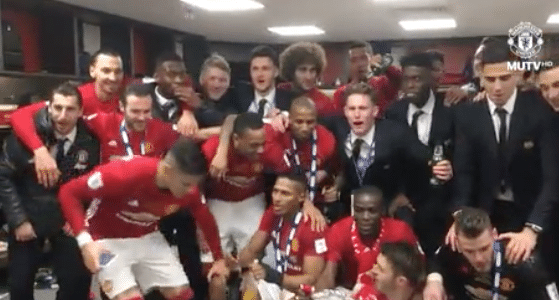 You are currently viewing WATCH: Man Utd dressing room celebrations