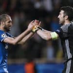 Juventus' Giorgio Chiellini and Gianluigi Buffon