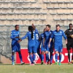 Thabo Mnyamane celebrates goal with his teammates