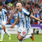 Aaron Mooy celebrating his goal against Newcastle
