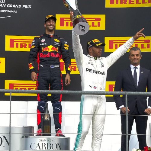 Watch: Hamilton takes chequered flag at Spa