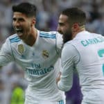 Marco Asensio celebrating with Dani Carvajal