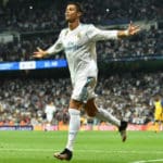 Cristiano Ronaldo celebrates his goal against APOEL