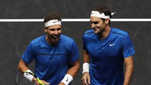 Read more about the article Watch: Federer, Nadal win doubles match
