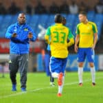 Khama Billiat celebrates a goal with Pitso Mosimane