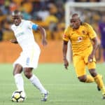 Hlompho Kekana of Mamelodi Sundowns challenged by Willard Katsande of Kaizer Chiefs.