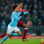 Manchester City's Leroy Sane in action against Liverpool's Joel Matip