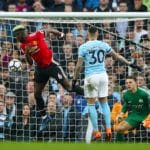 Manchester United's Paul Pogba scores his side's second goal against Manchester City.