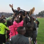 Black Leopards celebrating their promotion.