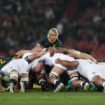 The Springboks and England scrum down