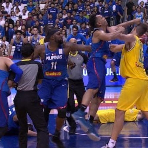 Watch: Huge basketball brawl