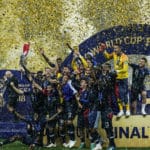 France lifting the World Cup trophy.