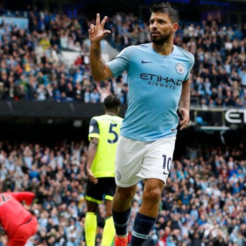 Aguero nets hat-trick as City run riot over Huddersfield