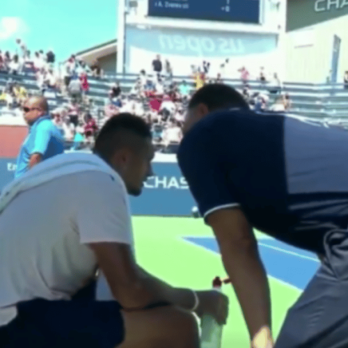 Watch: Umpire gives Kyrgios pep talk