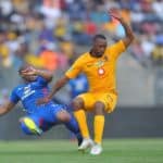 Bernard Parker of Kaizer Chiefs challenges Thuso Phala of Supersport United