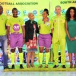 Match officials, Safa executives, and OUTsurance representative at the sponsorship launch.