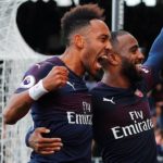 Alexandre Lacazette and Pierre-Emerick Aubameyang of Arsenal