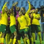 Thembi Kgatlana of Banyana Banyana celebrates with her teammates