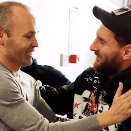 Iniesta visits Messi and former club Barcelona