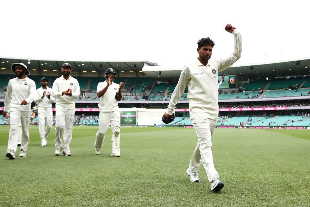 You are currently viewing Kuldeep five-for as Aussies follow on