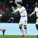 Heung-Min Son of Tottenham Hotspur celebrates opening the scoring against Borussia Dortmund