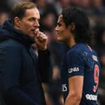Thomas Tuchel and Deinson Cavani of PSG.