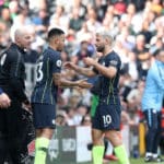 Manchester City's Sergio Aguero substituted for Gabriel Jesus