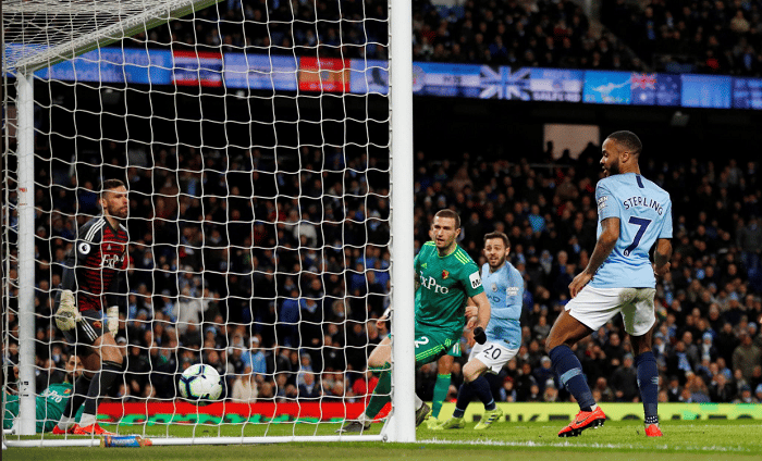 You are currently viewing Sterling hat-trick fires Man City past Watford