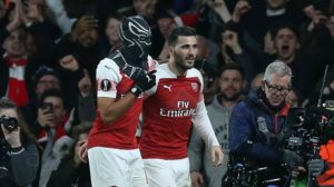 Read more about the article Aubameyang double fires Arsenal into UEL quarters