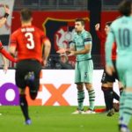 Sokratis Papastathopoulos of Arsenal sees red