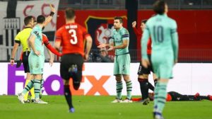 Read more about the article Ten-man Arsenal stunned by Rennes in UEL
