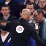 Chelsea manager Maurizio Sarri is sent off from the touchine during the Premier League match at Stamford Bridge, London