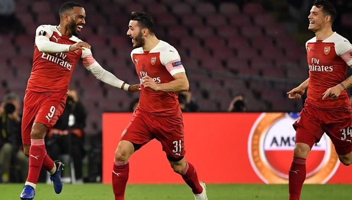 You are currently viewing Laccazette fires Arsenal past Napoli, into UEL semi-finals