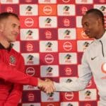 Milutin Sredojevic coach of Orlando Pirates and Khama Billiat of Kaizer Chiefs