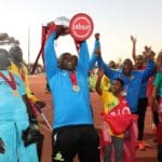 Pitso Mosimane, coach of Mamelodi Sundowns celebrates