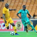 Lazarous kambole of Zesco challenged by Willard Katsande of Kaizer Chiefs