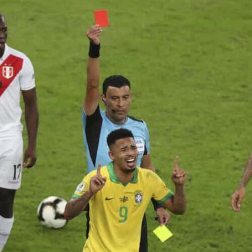 Jesus scores, sees red as Brazil win Copa America