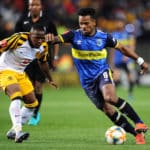 Kermit Erasmus of Cape Town City takes on George Maluleka of Kaizer Chiefs during the Absa Premiership 2019/20 game between Cape Town City and Kaizer Chiefs at Newlands Stadium in Cape Town on 27 August 2019 © Ryan Wilkisky/BackpagePix