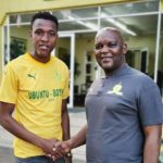 Mamelodi Sundowns coach Pitso Mosimane and new signing Sammy Seabi