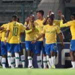Mauricio Affonso of Mamelodi Sundowns and his teammates celebrate Samuel Shivambu/BackpagePix
