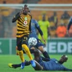 Khama Billiat of Kaizer Chiefs tackled by Mpho Maruping of Royal Eagles during the Nedbank Cup Last 32 match