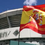 General view of the stadium before the Spanish football training session at Benito Villamarin Stadium, Seville.