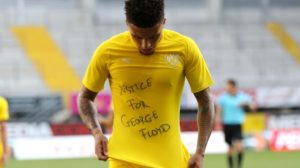 Read more about the article Sancho speaks on ‘bittersweet’ hat-trick after George Floyd tribute