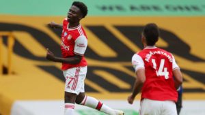 Read more about the article Saka, Lacazette fire Arsenal past Wolves